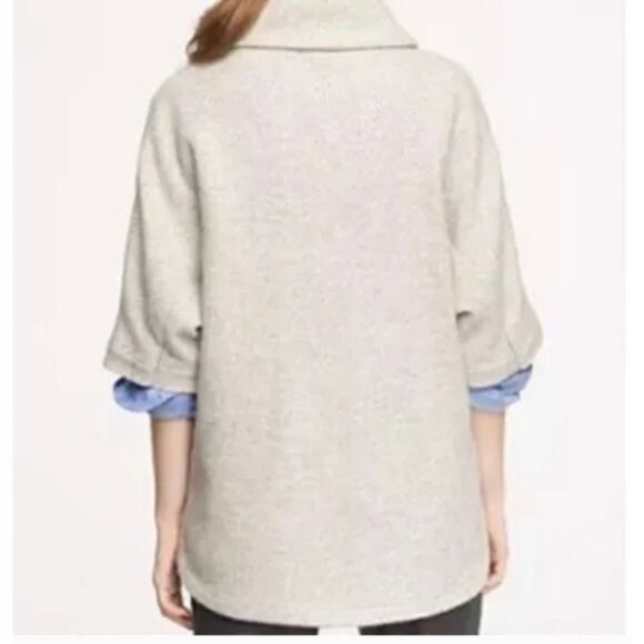 J. Crew Wool Blend Herringbone Cowl Neck Poncho Women Sz XXS OVERSIZED - Picture 3 of 13